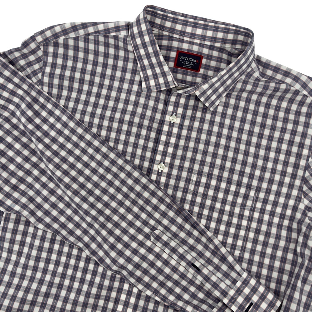 UNTUCKit Mens X-Large Tall Wrinkle Free Button Down Checkered Shirt